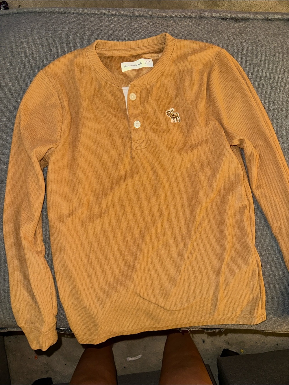 Abercrombie & Fitch boy’s Crewneck Henley Sweater - Mustard